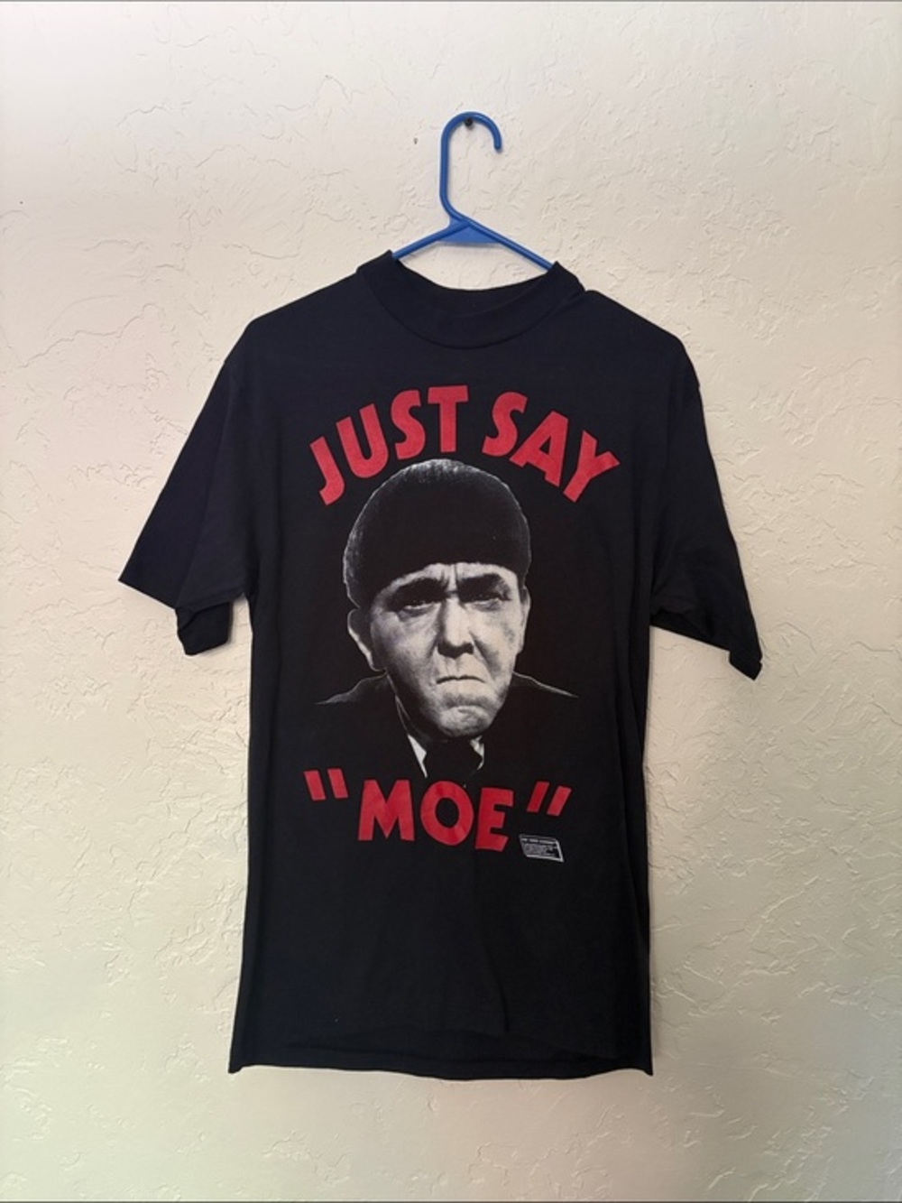 Vintage‎ Anvil Black Tee with Red "JUST SAY MOE" Graphic
